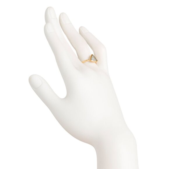 SHAANTI JEWELS  India 18k Gold Plated Sterling Silver Trillion Birthstone Ring - Picture 2 of 2